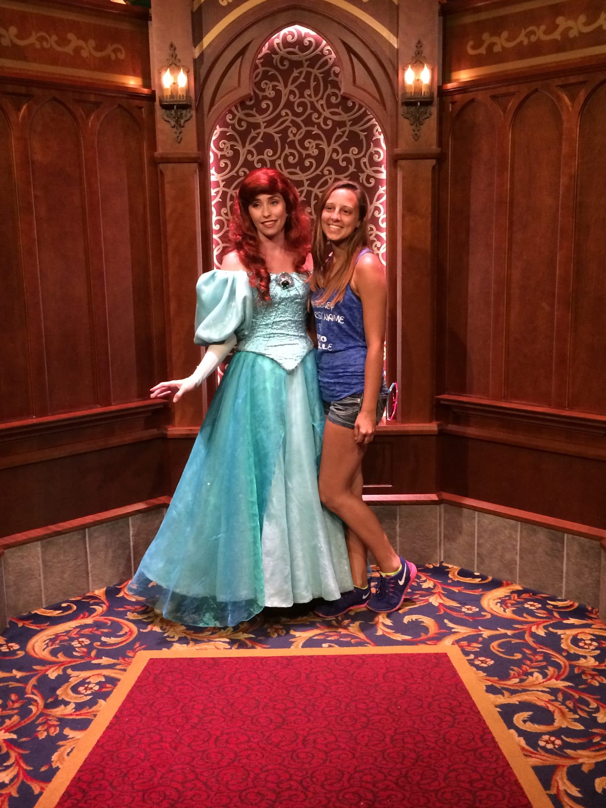 Guest meeting Ariel the Little Mermaid at a character greeting