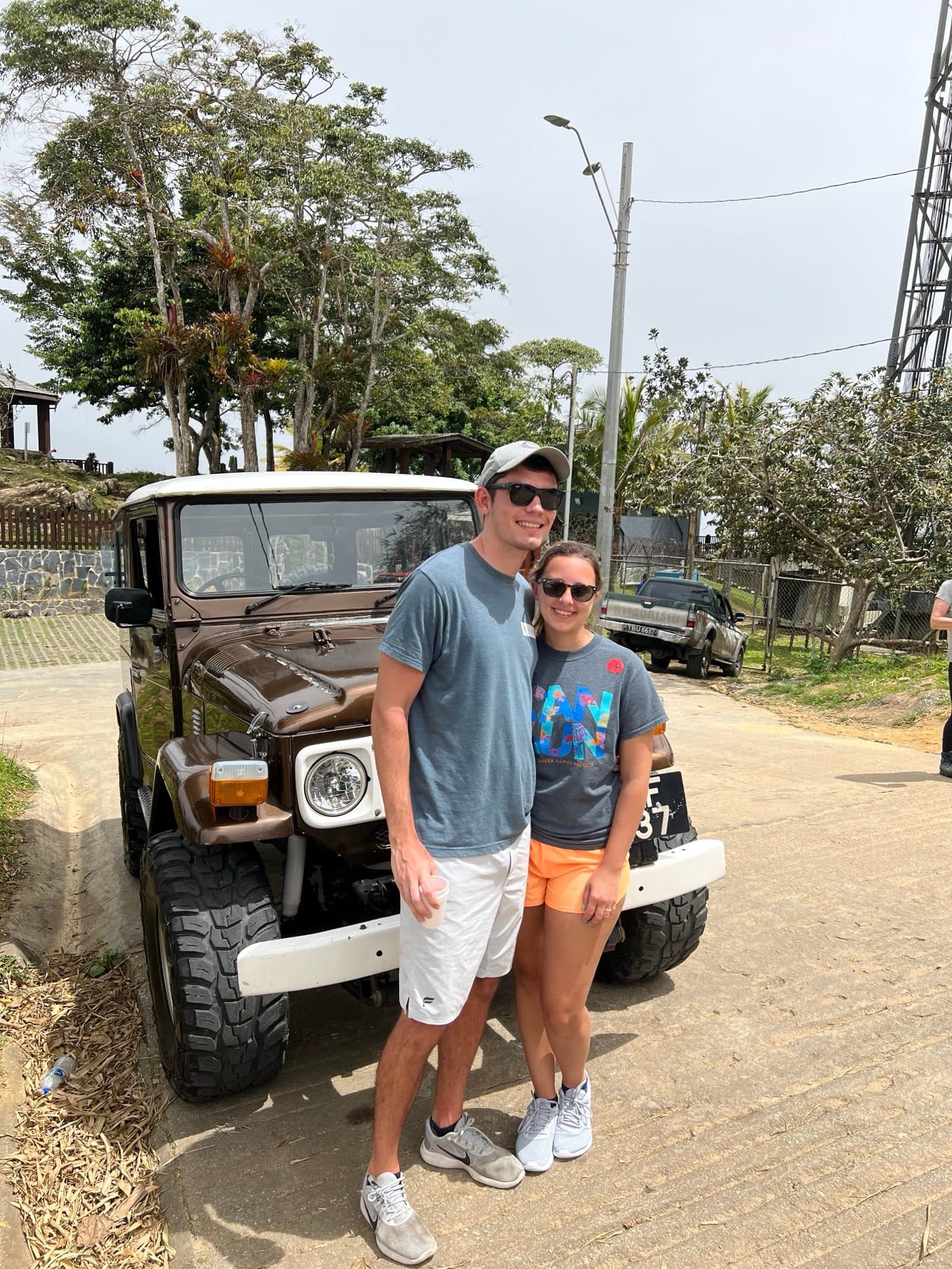 Brooke and her husband on a jeep excursion during a cruise port stop
